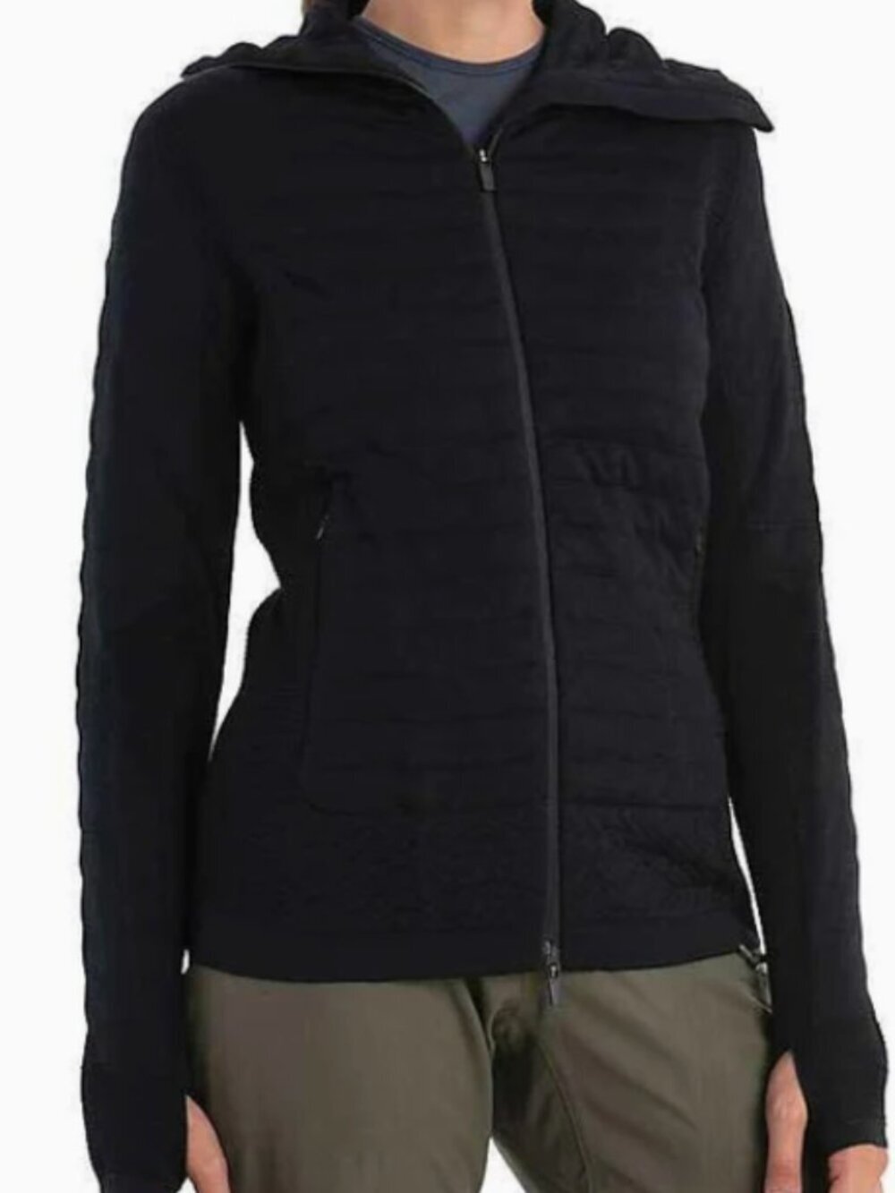 ICEBREAKER ZoneKnit Merino Explore Long Sleeve Zip Hoodie Black Women's XL